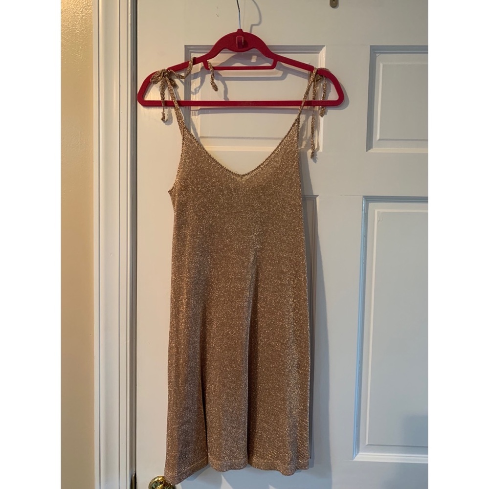 Topshop gold glitter shift mini dress